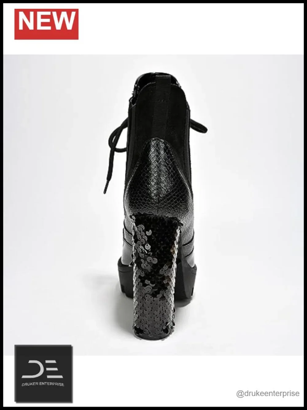 Rhinestone Cowboy Booties - Western Ankle Boots Block Heel Lace-Up